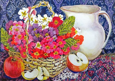 Primulas and Apples by Joan Thewsey